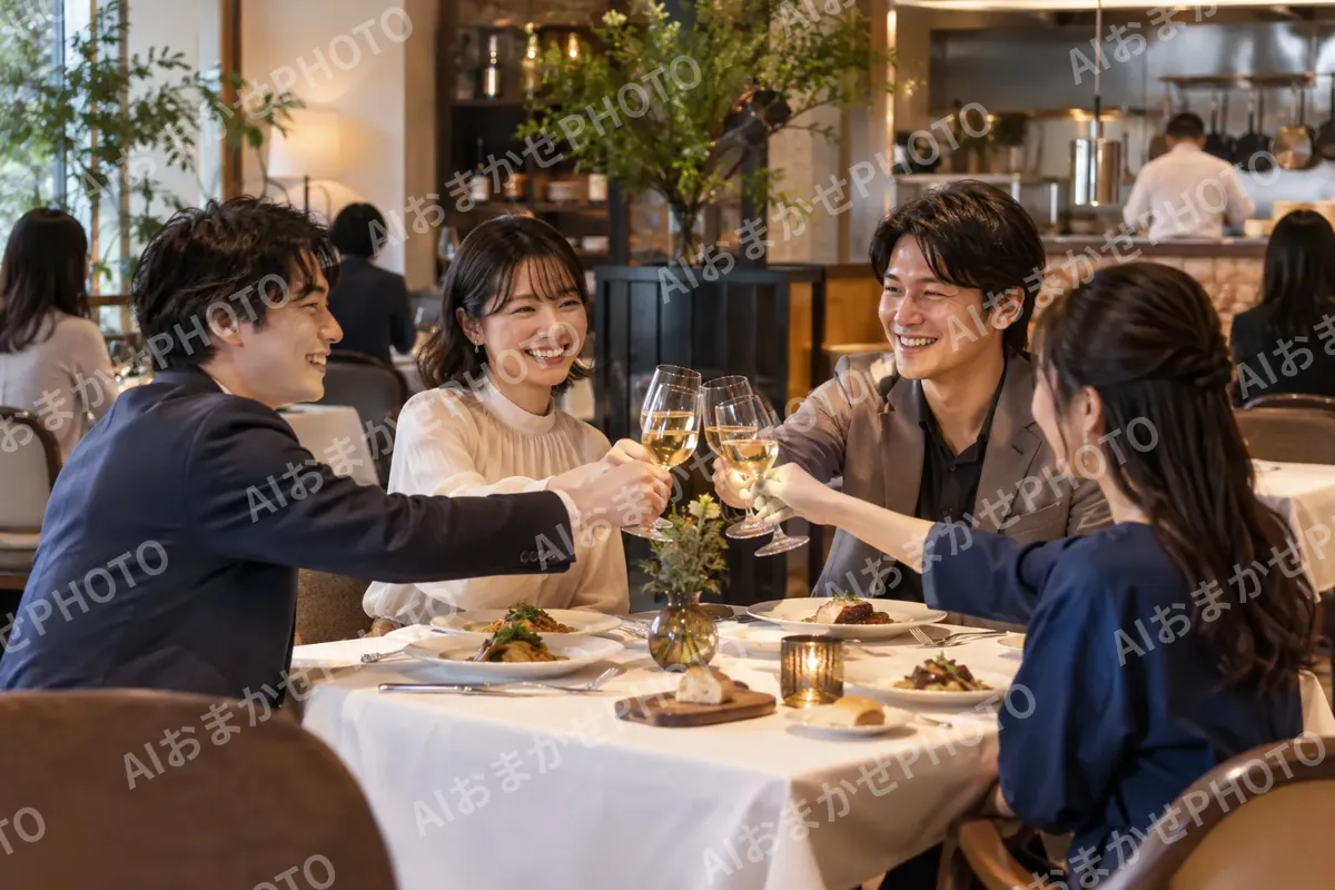 洋風のレストランで食事を楽しむお客様たち（イタリアン・フレンチの写真 No.36）