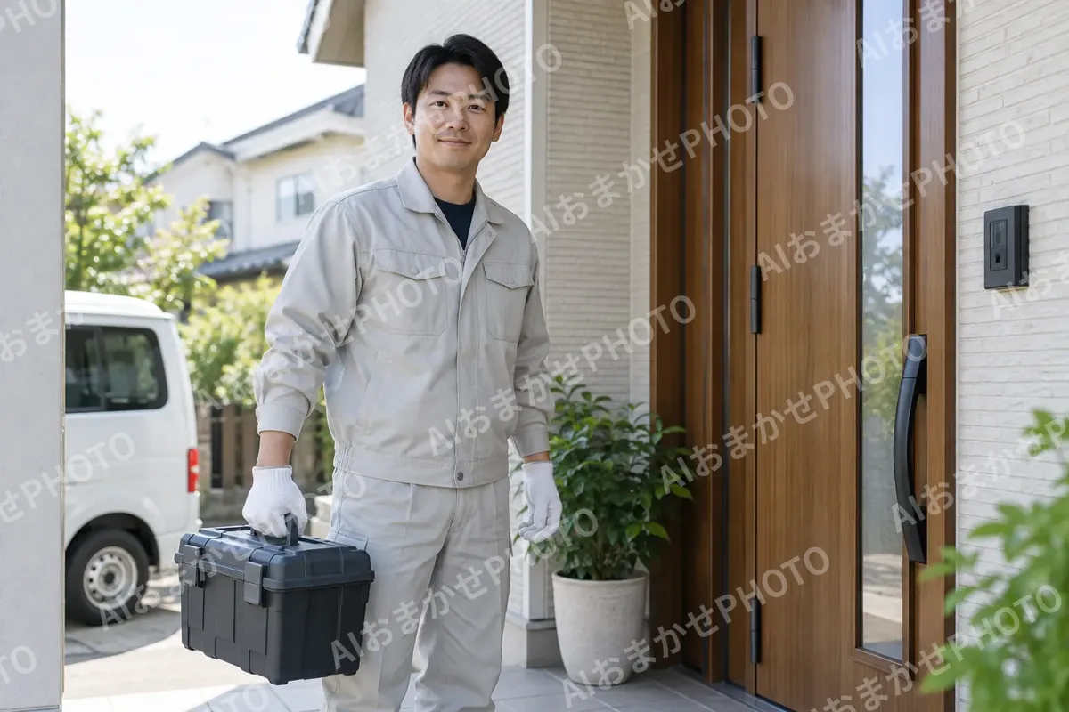 道具箱を持って玄関に立つスタッフ（便利屋・代行の写真 No.47）