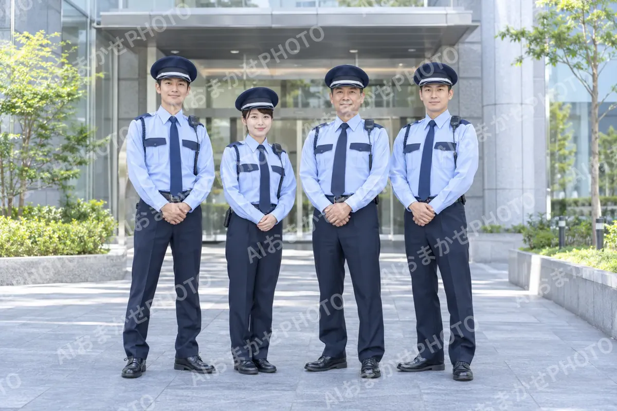 並んで立つ警備員の集合写真（警備・セキュリティの写真 No.34）