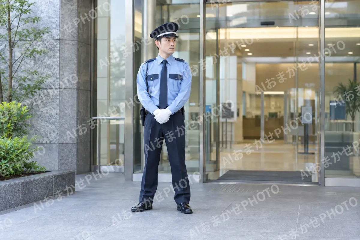 銀行の入口に立つ警備員（警備・セキュリティの写真 No.40）