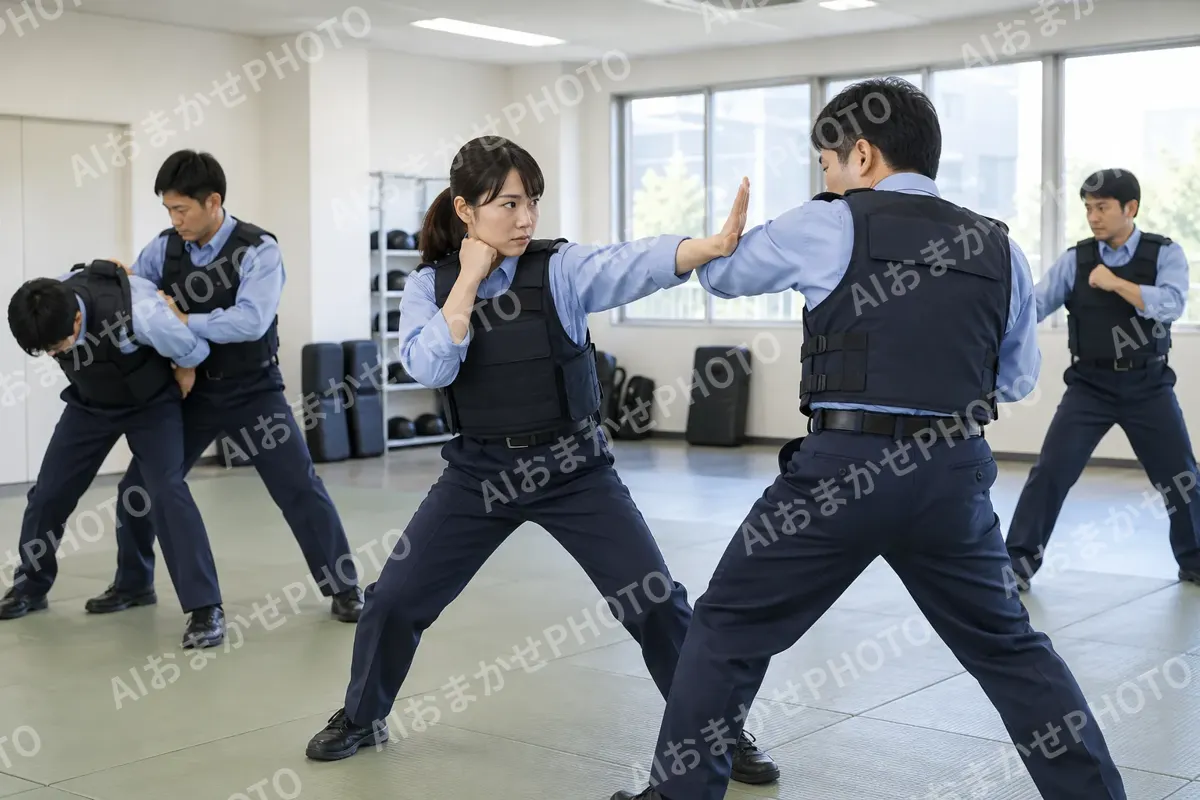 護身の訓練をする警備員たち（警備・セキュリティの写真 No.57）