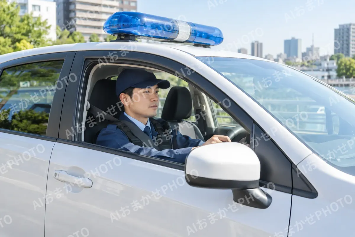 パトロールの車に乗る警備員（警備・セキュリティの写真 No.58）