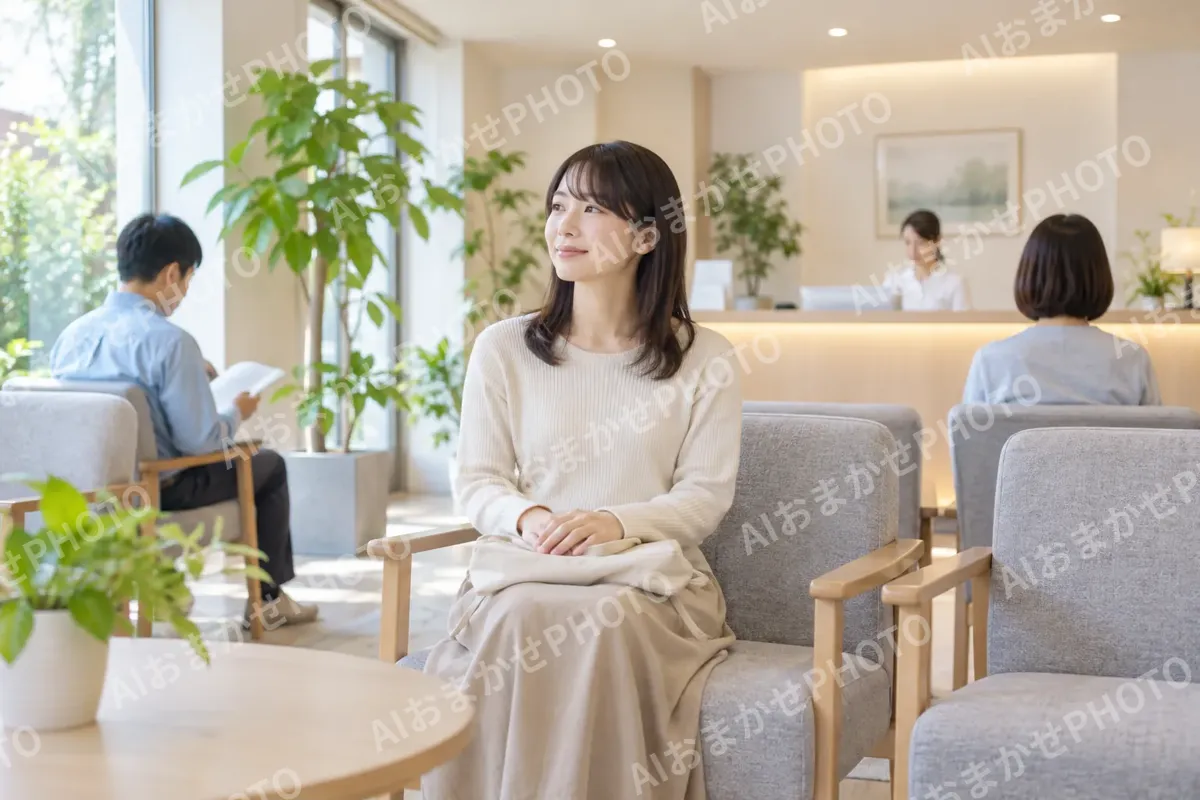 観葉植物のある落ち着いた待合（心療内科・精神科の写真 No.24）