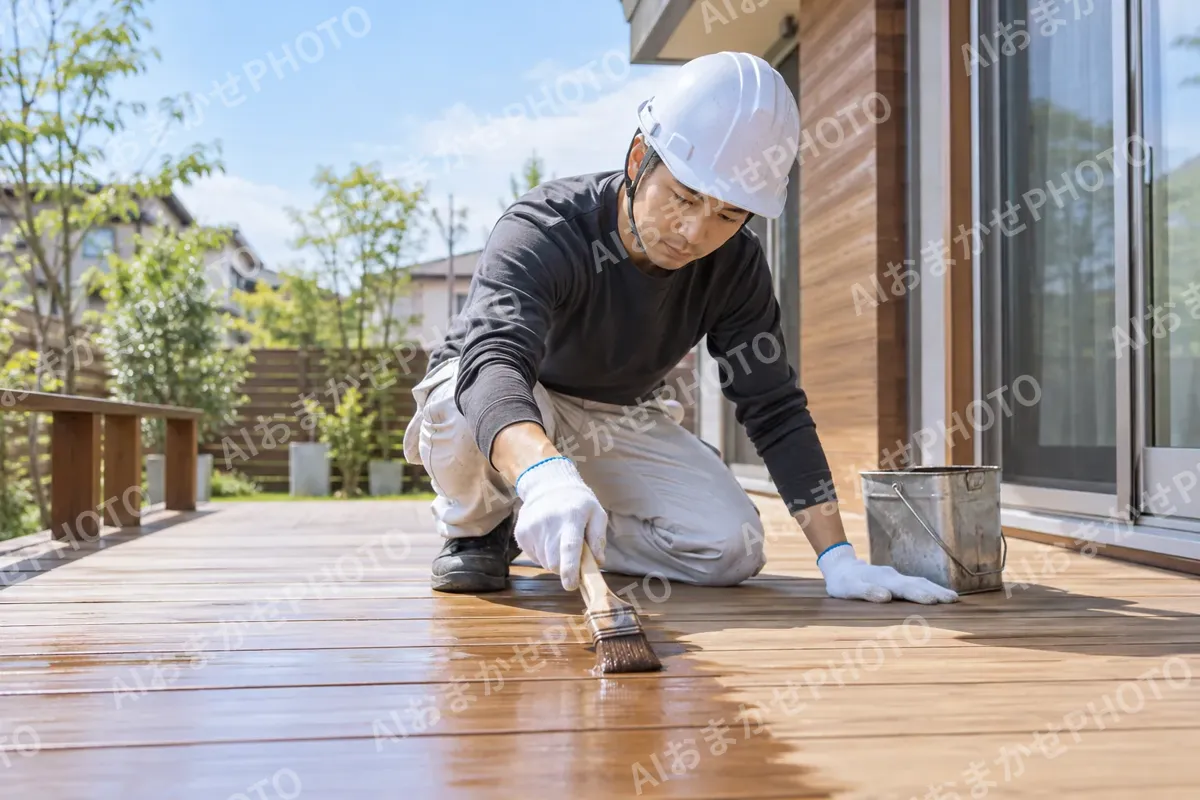 ウッドデッキをぬりなおす塗装職人（外壁・屋根・塗装・防水の写真 No.55）