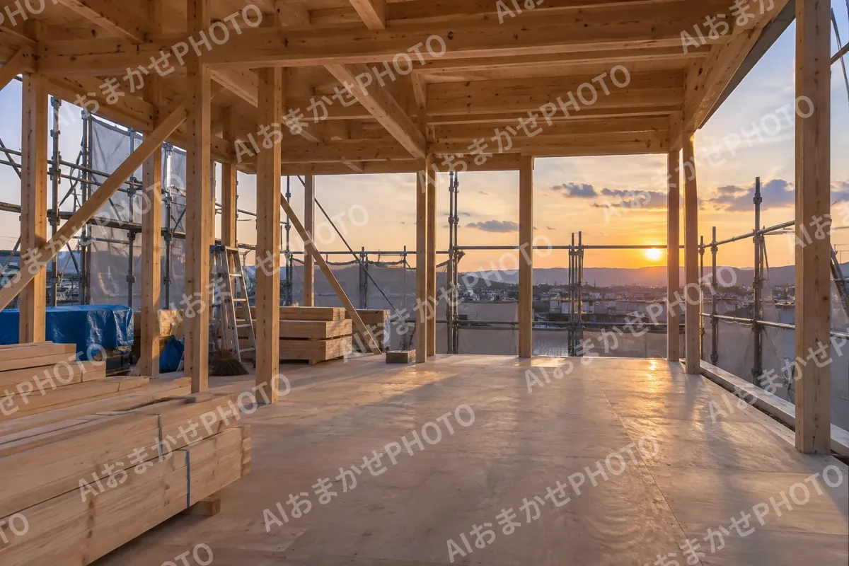 掃除をして片づけた夕方の現場（建築・建設その他の写真 No.46）