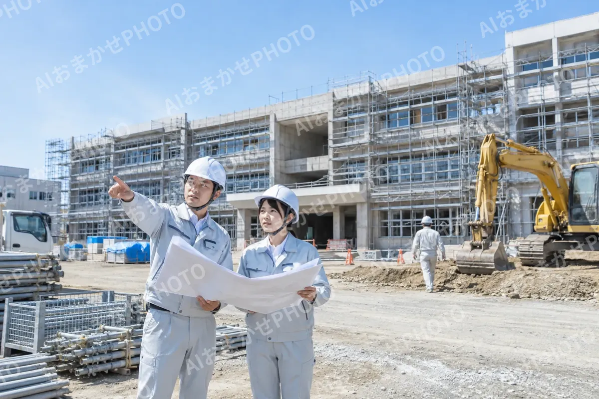 学校の校舎の建設現場（総合建設・ビル・マンション・店舗・工場の写真 No.50）