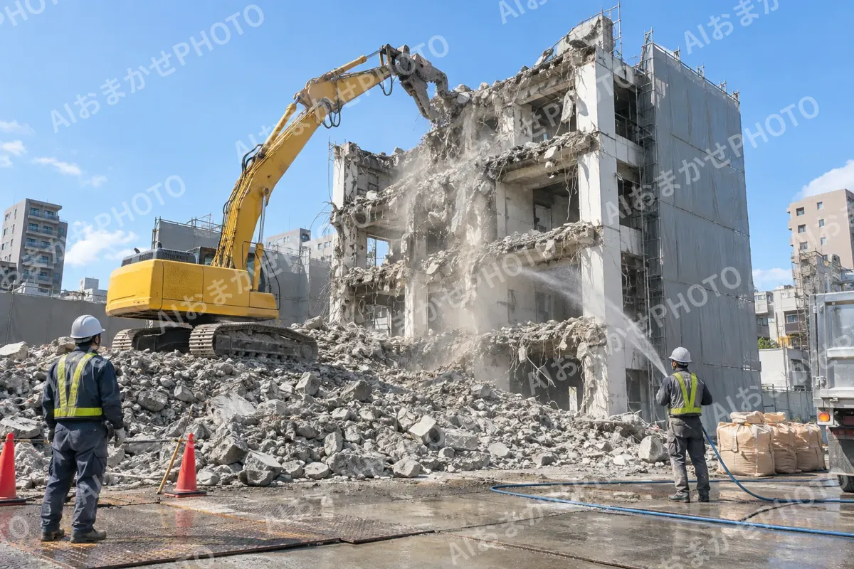 古いビルを重機で解体する現場（総合建設・ビル・マンション・店舗・工場の写真 No.55）
