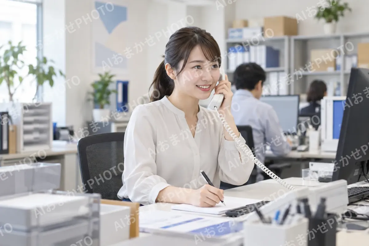 事務所で電話の注文を受ける社員（卸売・商社の写真 No.40）