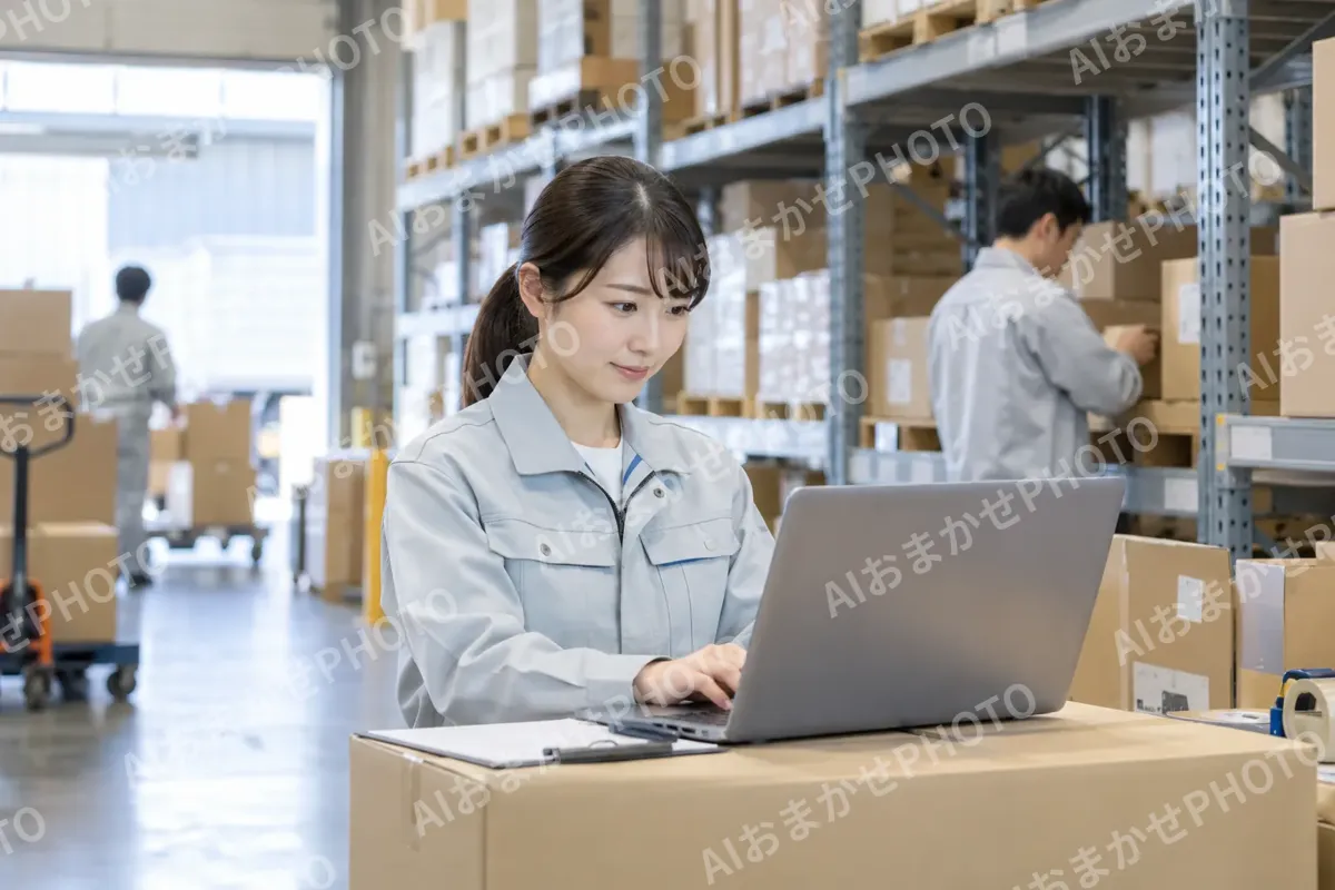 パソコンで在庫を確かめる社員（卸売・商社の写真 No.41）