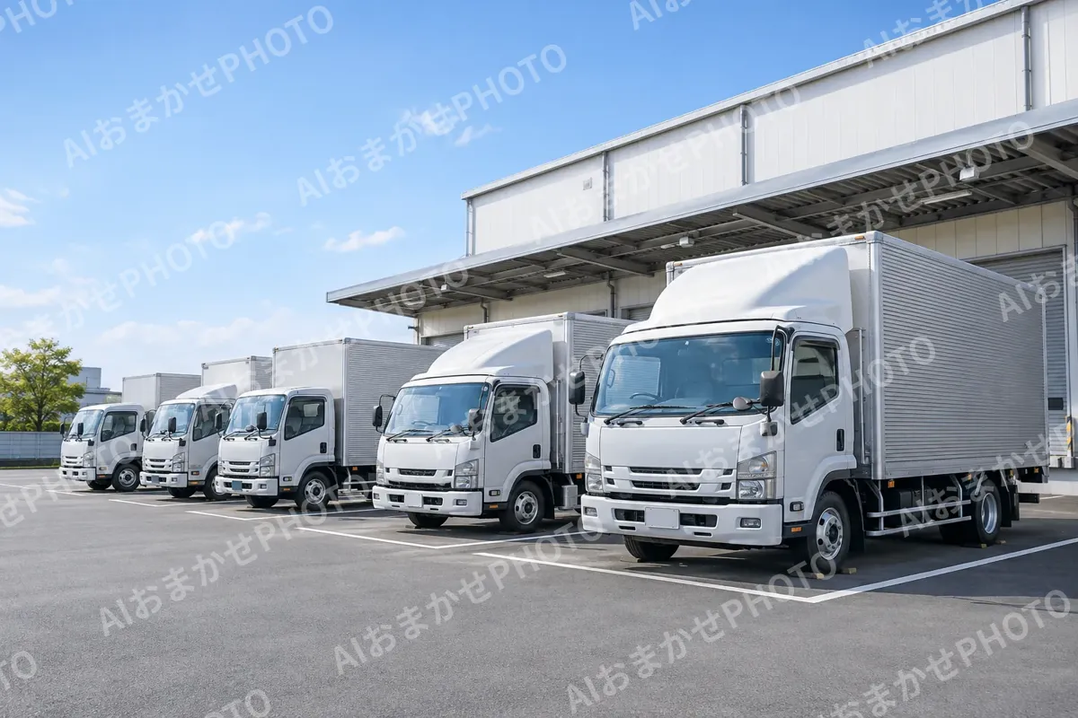 配達用のトラックが並んだ駐車場（卸売・商社の写真 No.45）