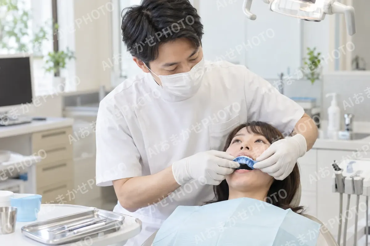 歯の型をとる歯科医師（歯科の写真 No.33）