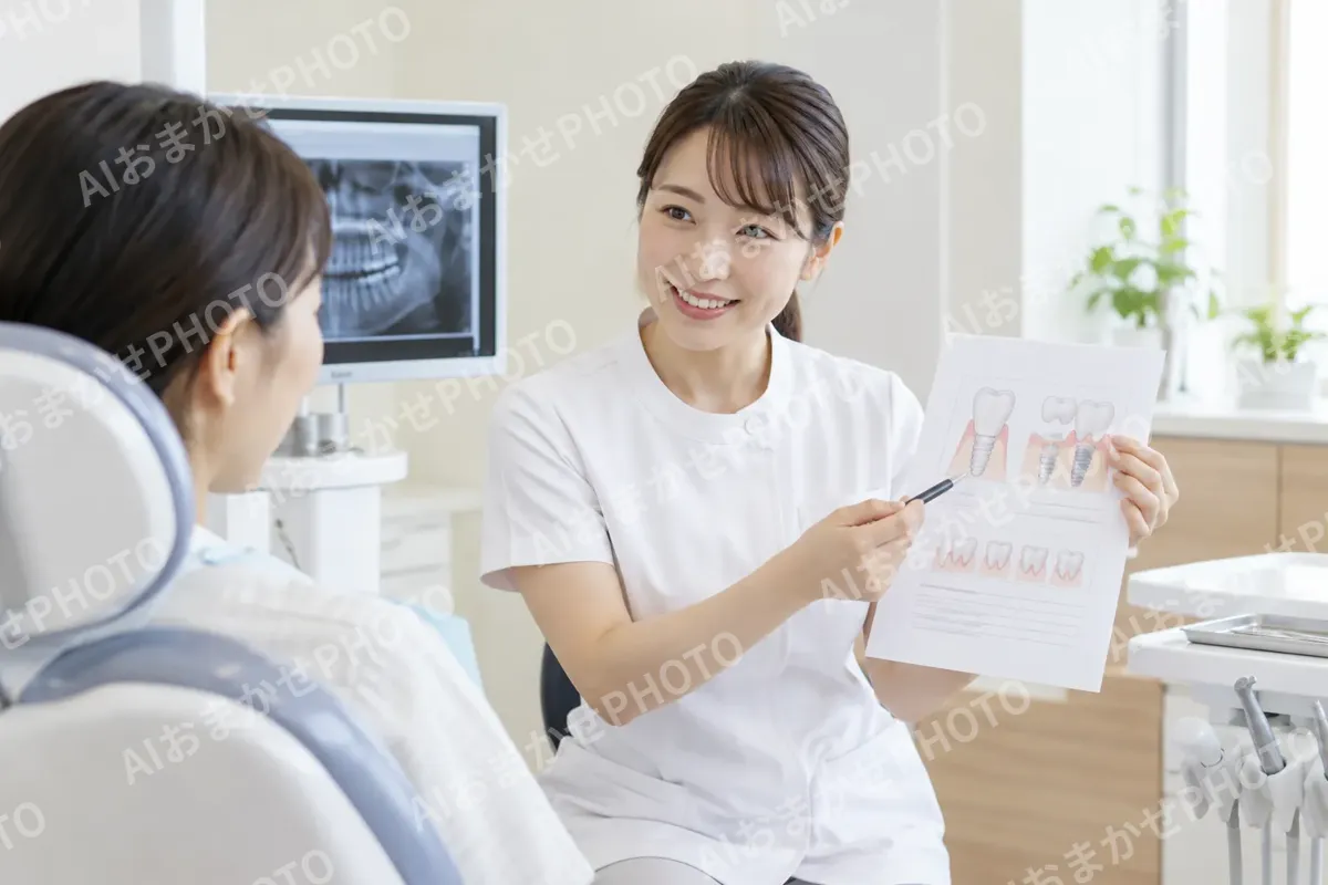 治療の計画を紙で説明するスタッフ（歯科の写真 No.42）