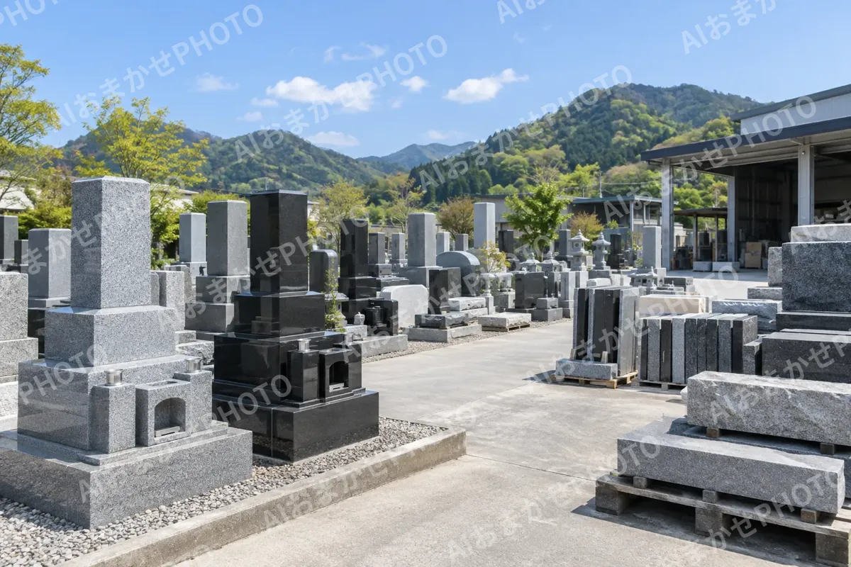 石材が並んだ置き場（仏壇・墓石・供養の写真 No.37）