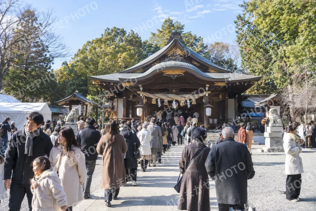 初もうでの人でにぎわう境内（神社・寺院・教会の写真 No.48）