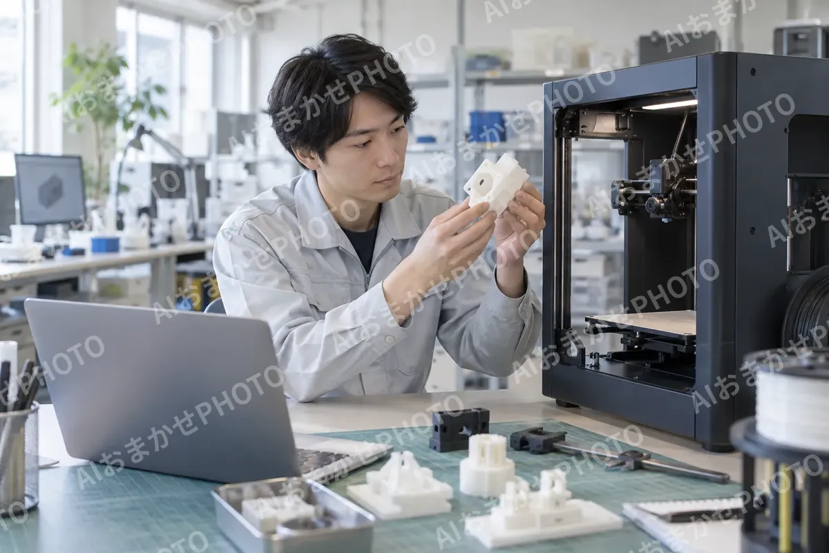 3Dプリンターで試作品を作る技術者（樹脂・プラスチック加工の写真 No.54）