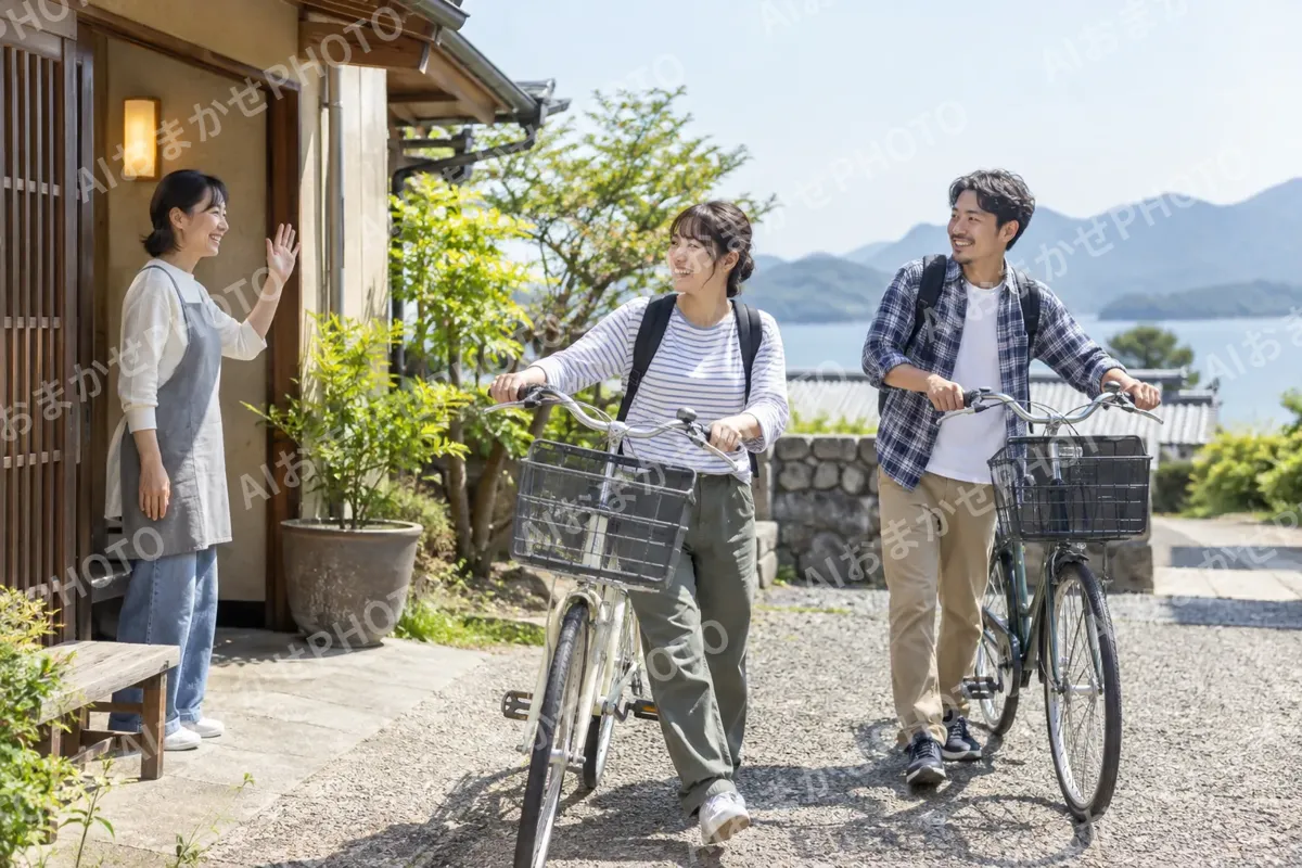 自転車を借りて出かけるお客様（民泊・ゲストハウスの写真 No.32）