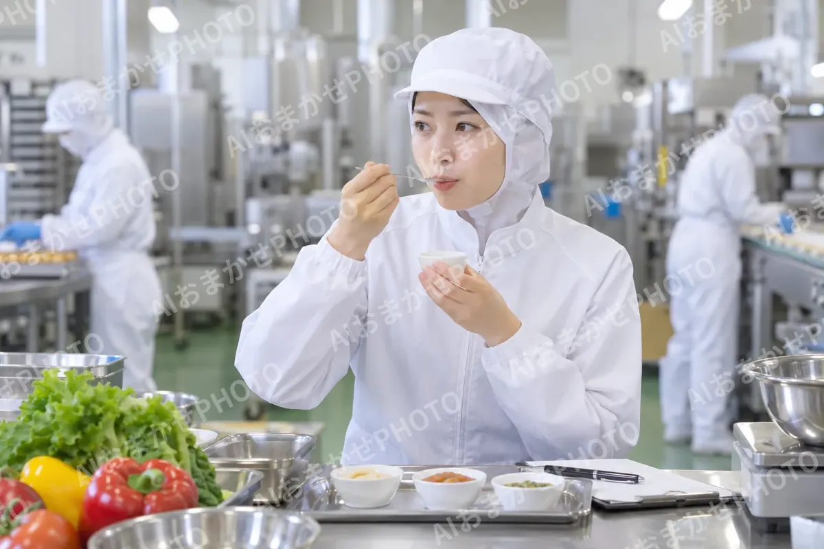 味を確かめる開発の担当者（食品加工・食品工場の写真 No.66）