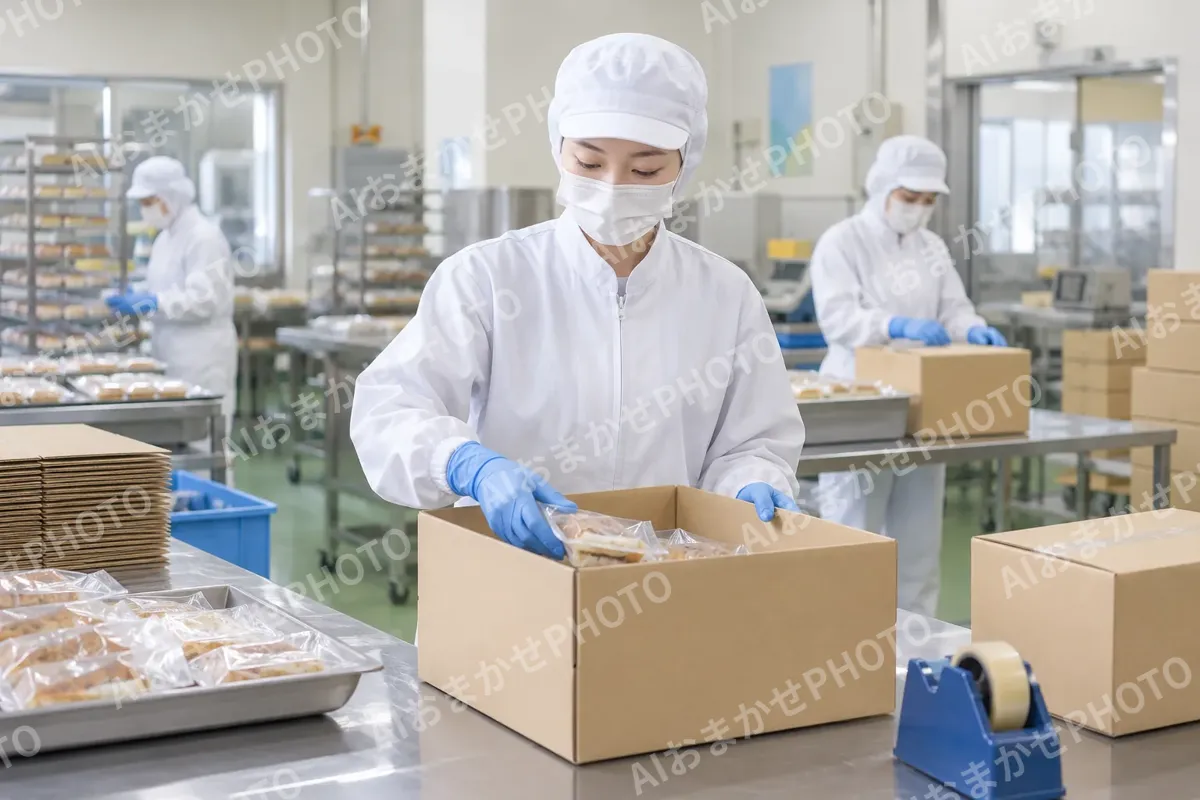 箱につめて出荷の準備をする社員（食品製造・販売の写真 No.41）