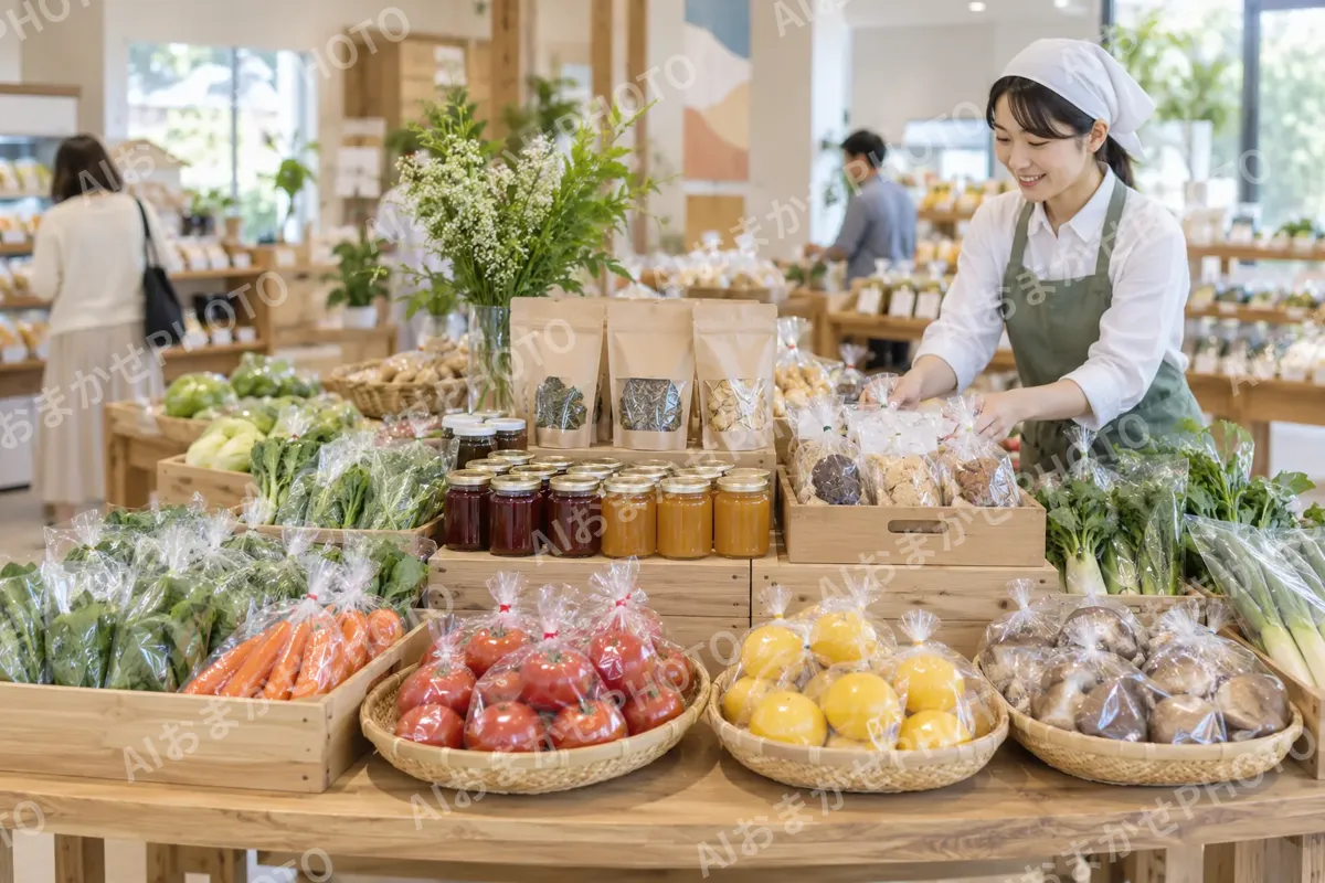 直売の売り場に並んだ商品（食品製造・販売の写真 No.43）