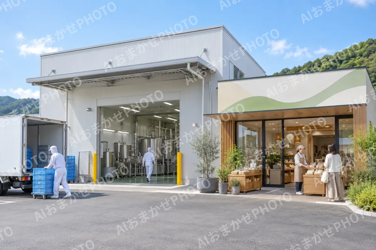 工場と直売所の外観（食品製造・販売の写真 No.48）