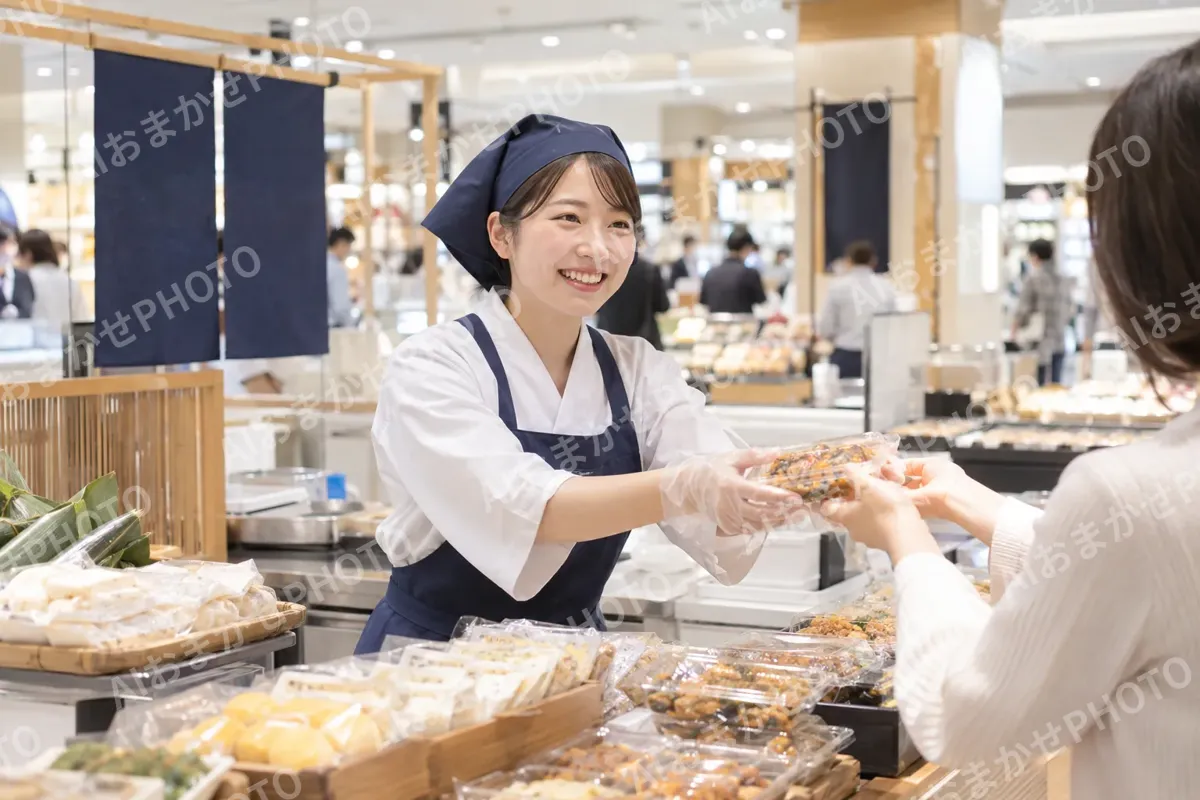 催事の売り場で商品を売る店員（食品製造・販売の写真 No.69）