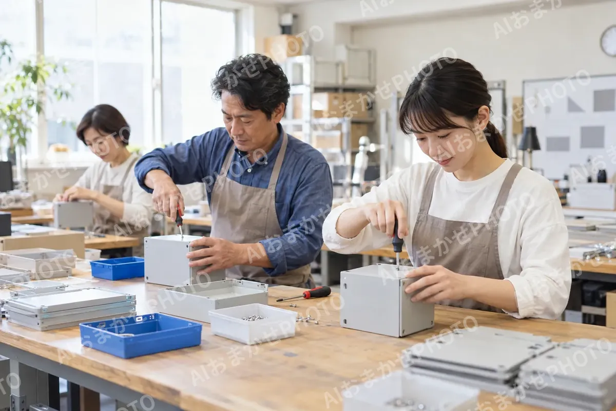 作業台で製品を組み立てるスタッフ（その他（上記にない業種）の写真 No.31）