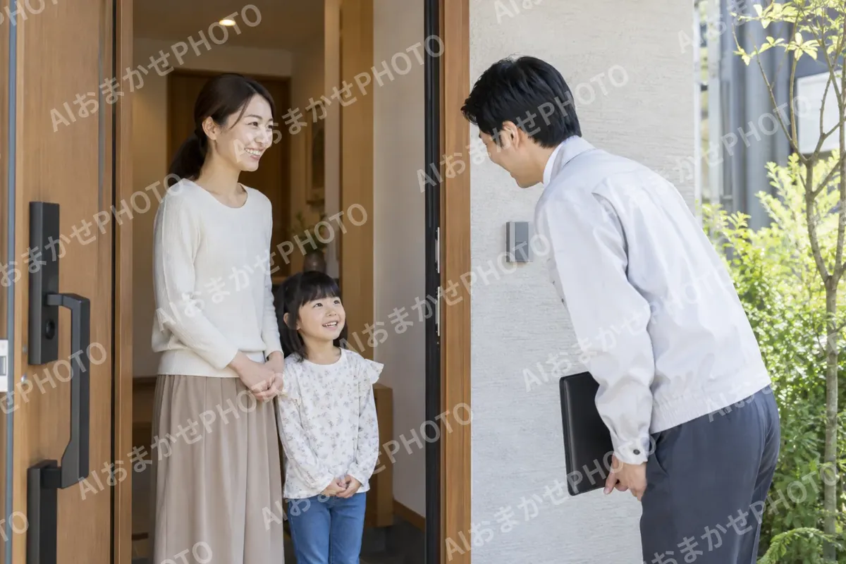 お客様の家の玄関であいさつをするスタッフ（その他（上記にない業種）の写真 No.36）