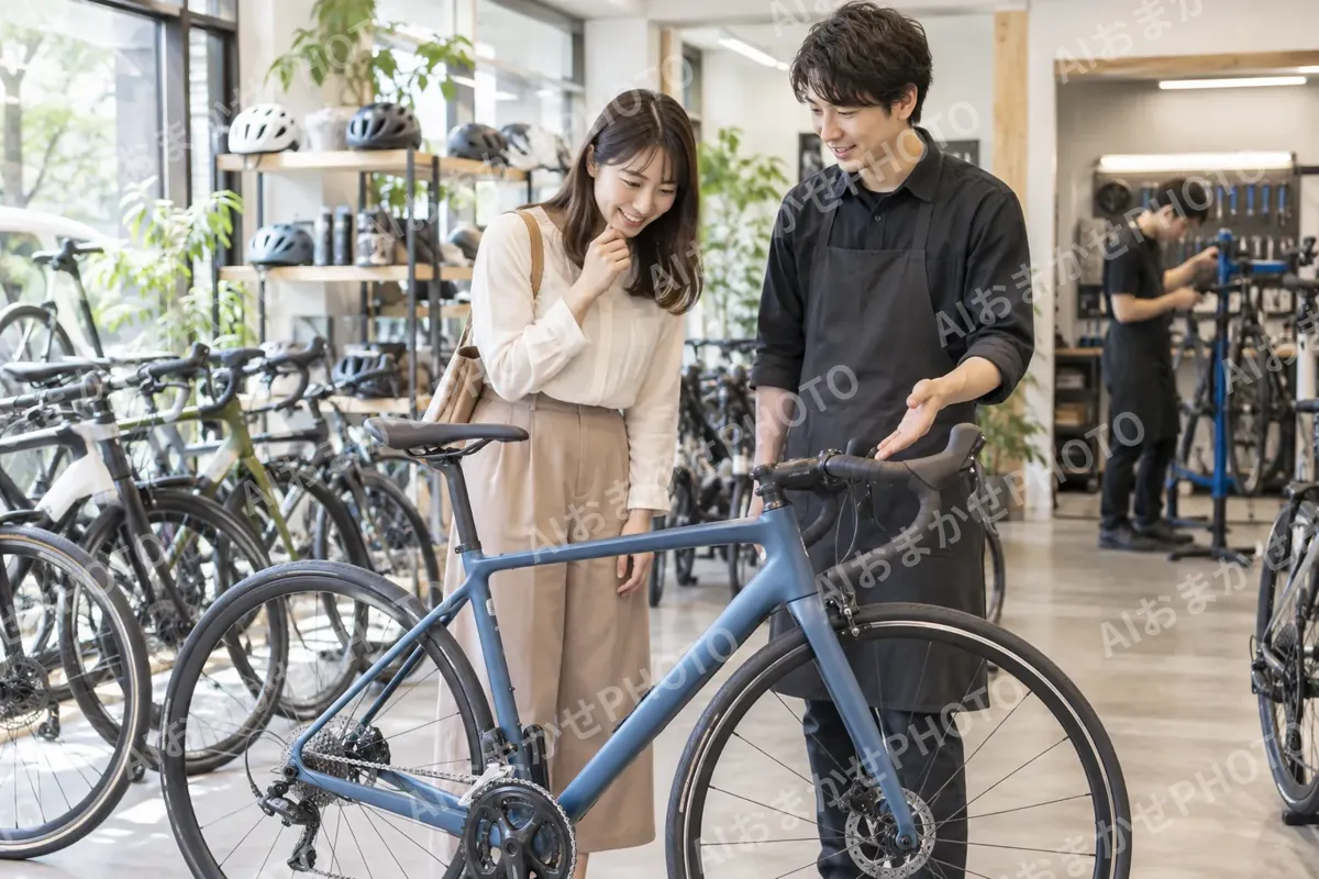 スポーツ用の自転車を見るお客様（自転車販売・修理の写真 No.40）