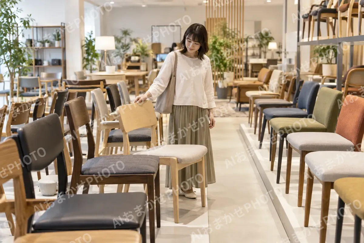 いすがずらりと並んだ売り場（家具の写真 No.36）