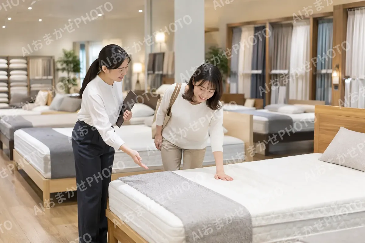ベッドが並んだ売り場（寝具・カーテンの写真 No.35）