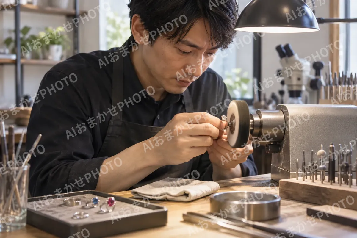 宝石をみがく職人（時計・宝飾の写真 No.28）