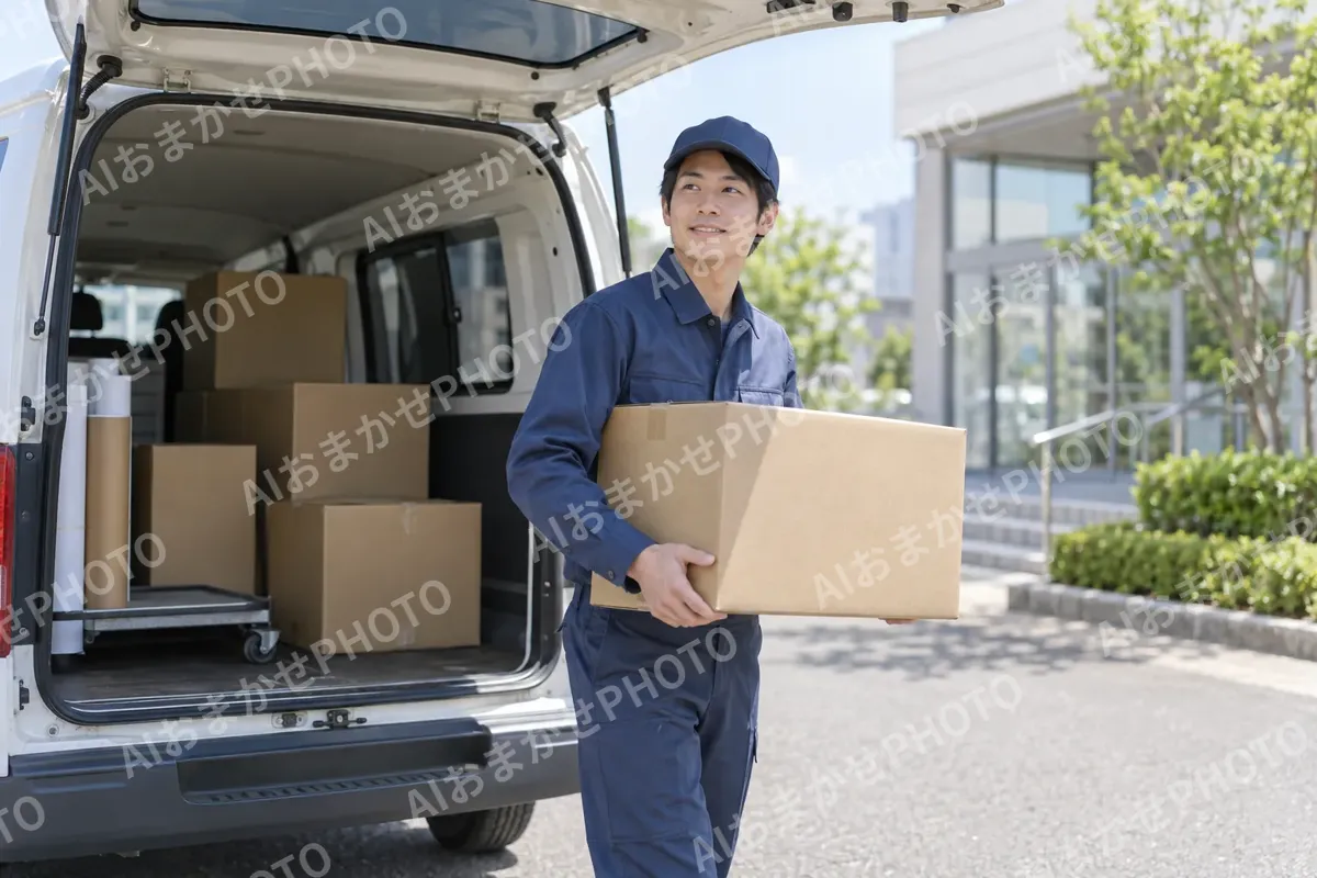 できあがった品物を車でとどける社員（印刷・看板の写真 No.58）