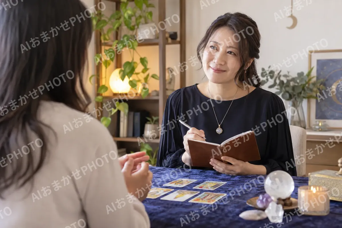 お客様の話をうなずいて聞く占い師（占い・鑑定の写真 No.32）
