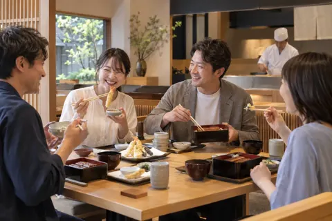 天ぷらとうなぎの店で食事をするお客様たち（天ぷら・うなぎの写真 No.36）