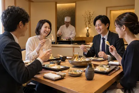 個室で天ぷらを楽しむ会食（天ぷらの写真 No.22）