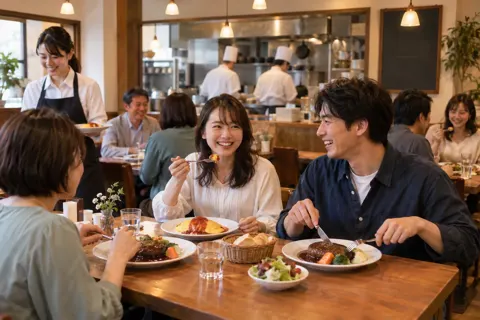 昔ながらの洋食店でにぎわうお客様たち（洋食・ハンバーグ・オムライスの写真 No.24）