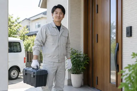 道具箱を持って玄関に立つスタッフ（便利屋・代行の写真 No.47）