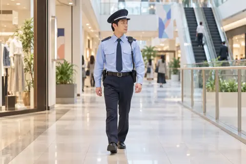 商業施設の中を見回る警備員（警備・セキュリティの写真 No.22）
