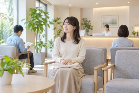 観葉植物のある落ち着いた待合（心療内科・精神科の写真 No.24）