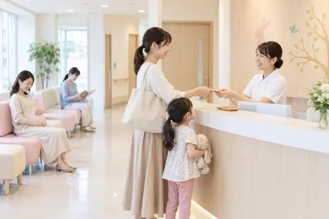 明るい色の待合と受付（小児科・産婦人科・レディースの写真 No.23）