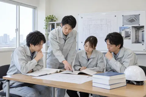 資格の勉強会をする社員たち（電気工事・空調・電気設備の写真 No.70）
