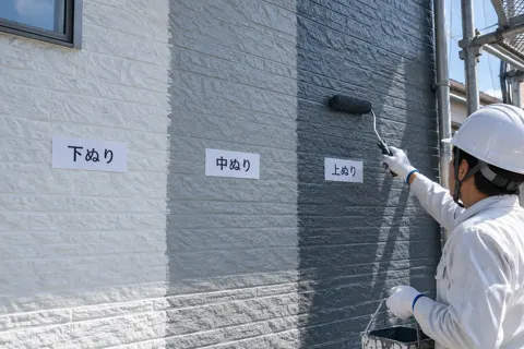 下ぬり・中ぬり・上ぬりの色がわかる外壁（外壁・屋根・塗装・防水の写真 No.43）