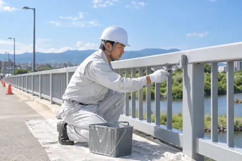 橋の手すりをぬる塗装職人（外壁・屋根・塗装・防水の写真 No.53）