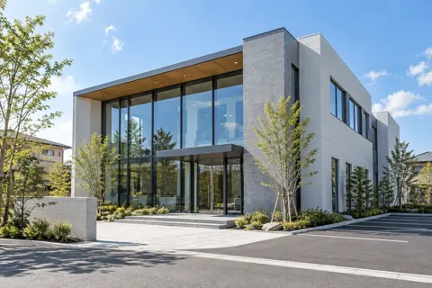 足場が外れて姿を見せた新しい建物（建築・建設その他の写真 No.48）