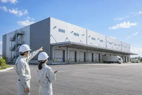 完成した物流倉庫の外観（総合建設・ビル・マンション・店舗・工場の写真 No.72）