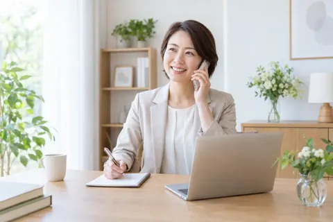 電話で会員と話すカウンセラー（結婚相談所・婚活の写真 No.31）