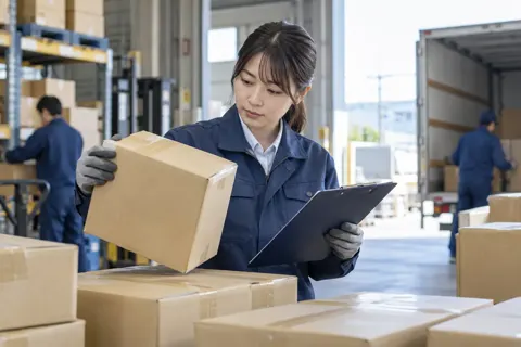 入ってきた荷物を検品する社員（卸売・商社の写真 No.42）