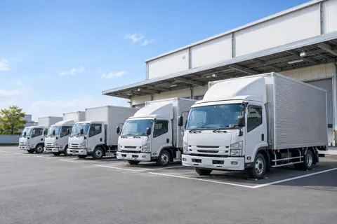 配達用のトラックが並んだ駐車場（卸売・商社の写真 No.45）