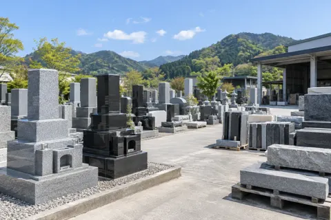石材が並んだ置き場（仏壇・墓石・供養の写真 No.37）