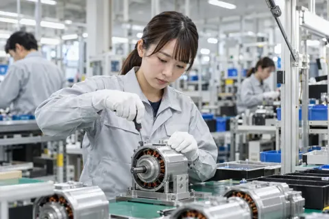 モーターを組み立てる作業員（電子部品・電機の写真 No.55）